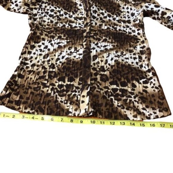 Laura Scott Womens  Leopard Print Collared Button Front Stretch  V Neck XL - Picture 6 of 8